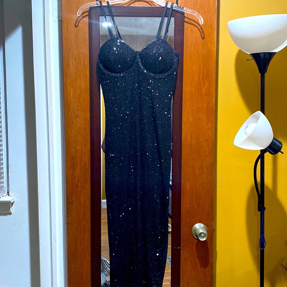 Black shining dress